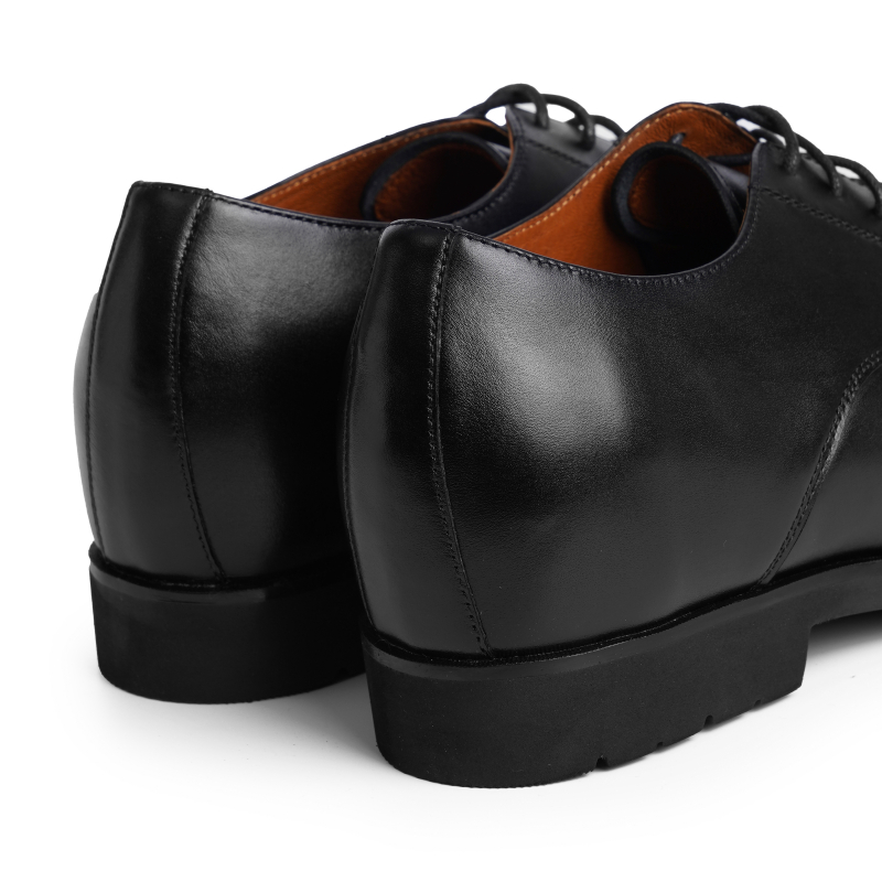 Giày da nam Derby trơn tăng chiều cao 7cm - Màu đen F190640