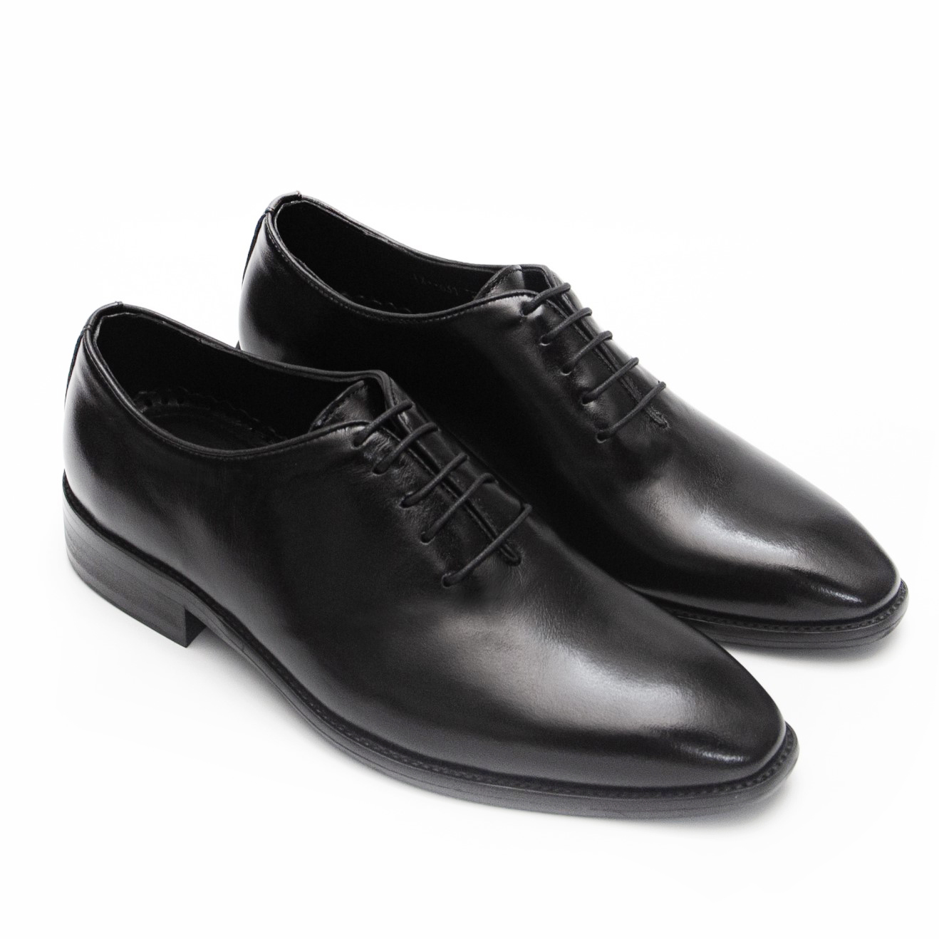 Giày tây nam công sở buộc dây dáng oxford wholecut da bò trơn màu đen FTT Leather mã F631