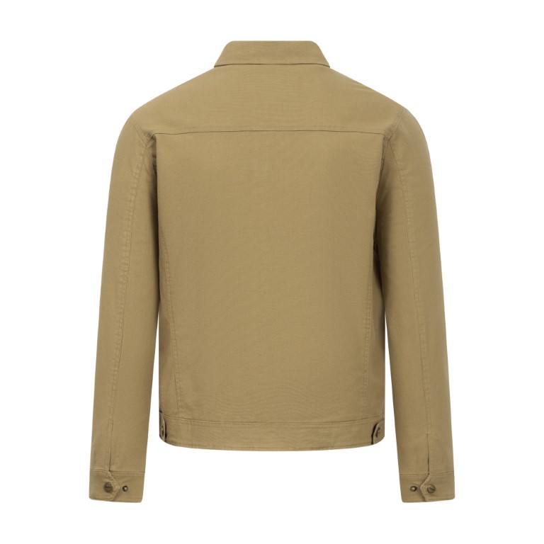 [AK-S2023] Áo da Trucker jacket vải Kaki - Kem nhạt