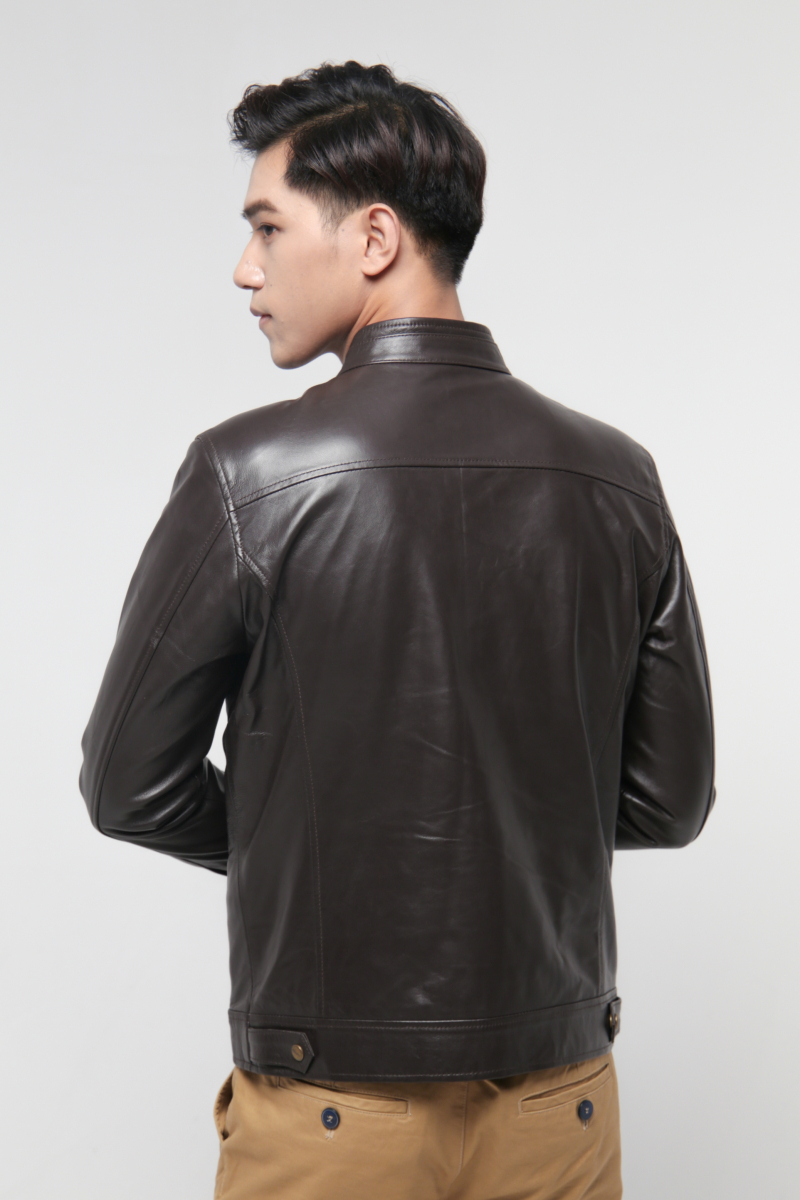 AD-B2021] ÁO DA BÒ RACER JACKET BASIC - AD202B41 - MÀU NÂU CAFE