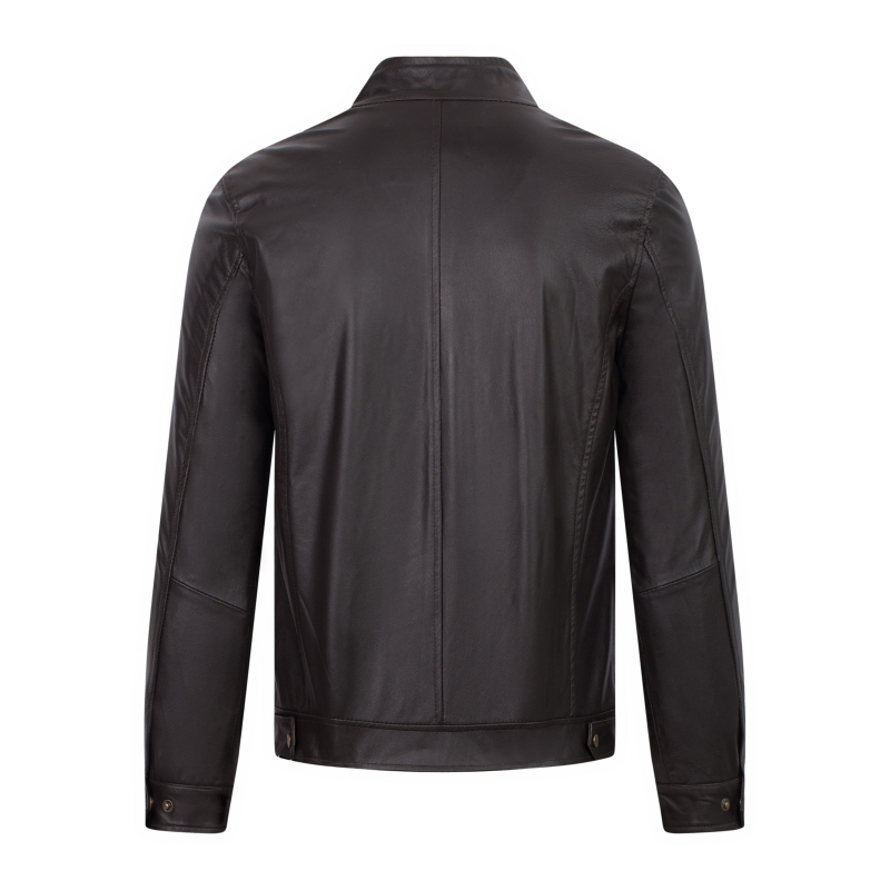 (AD-B2022) Áo da Racer Jacket da bò Racer gân dọc thân - Mã: AD203B41 - Nâu cafe