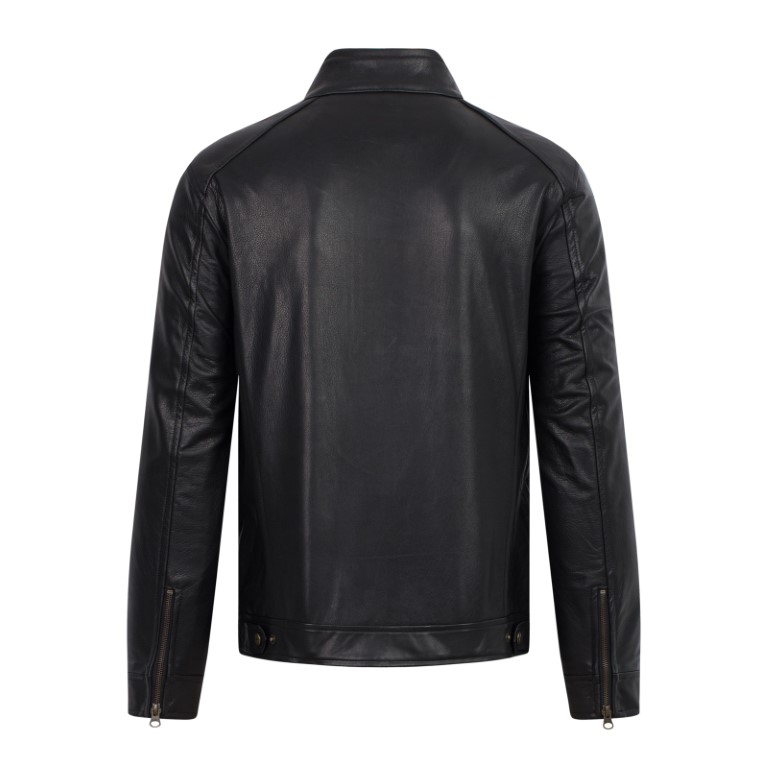 (AD-B2022) Áo da Racer Jacket da bò Racer gân dọc thân - Mã: AD203B41 - Nâu cafe