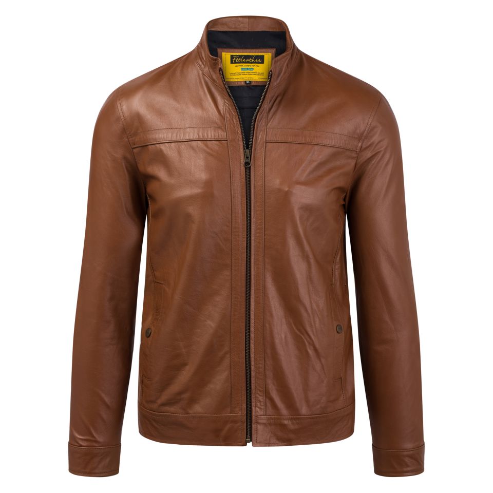 (AD-B2021) Áo da Racer Jacket có đường line trước ngực - Mã AD204B40