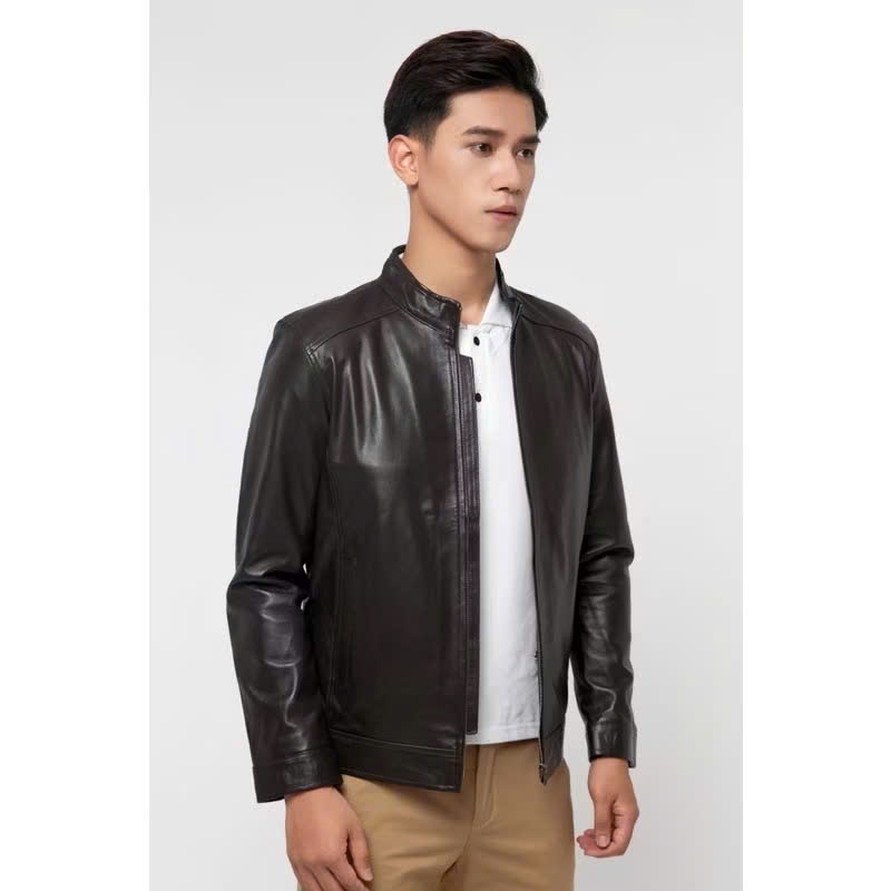 Áo khoác da nam cam kết da thật 100% FTT Leather chất liệu da bò và da cừu cao cấp AD201C