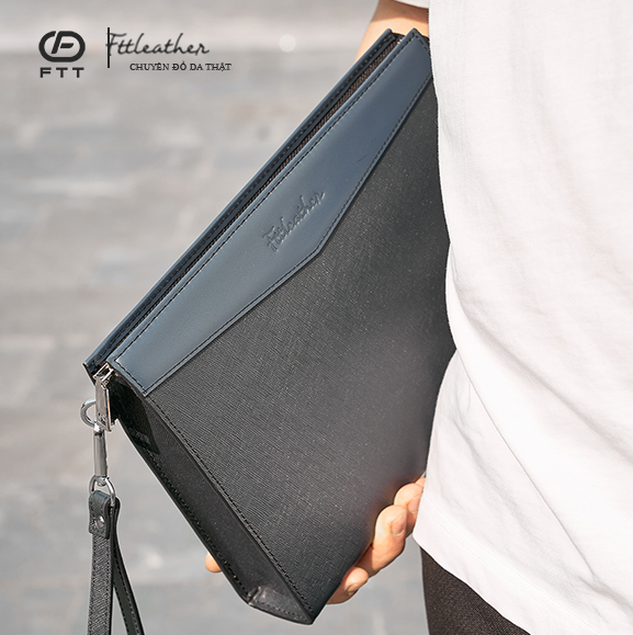 [S2024] Túi Clutch Cầm Tay Nam Da Bò Saffiano