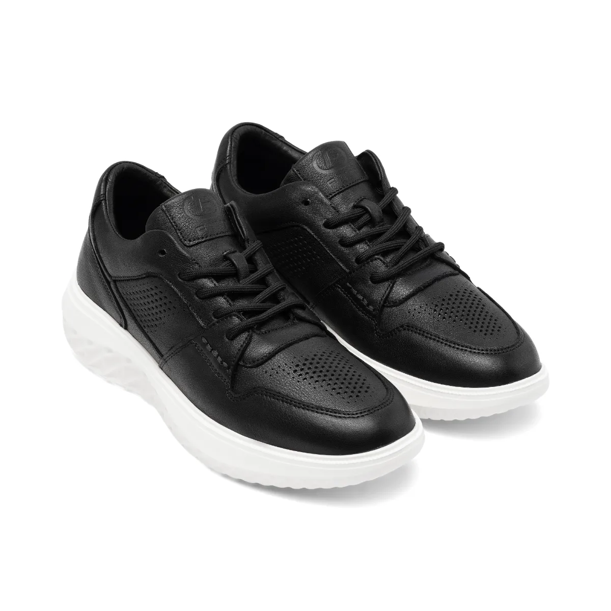 Giày da nam dáng thể thao FTT Leather chất liệu da bò non cao cấp màu đen GTF003BL