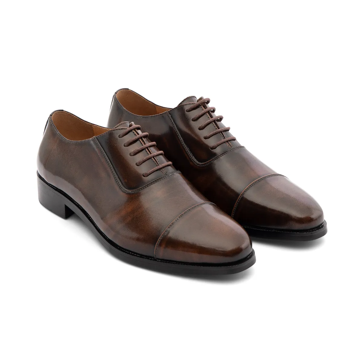 Giày da nam Oxford Captoe công sở buộc dây Ftt Leather da chà bóng đế cao cấp chống trơn,trượt F0302