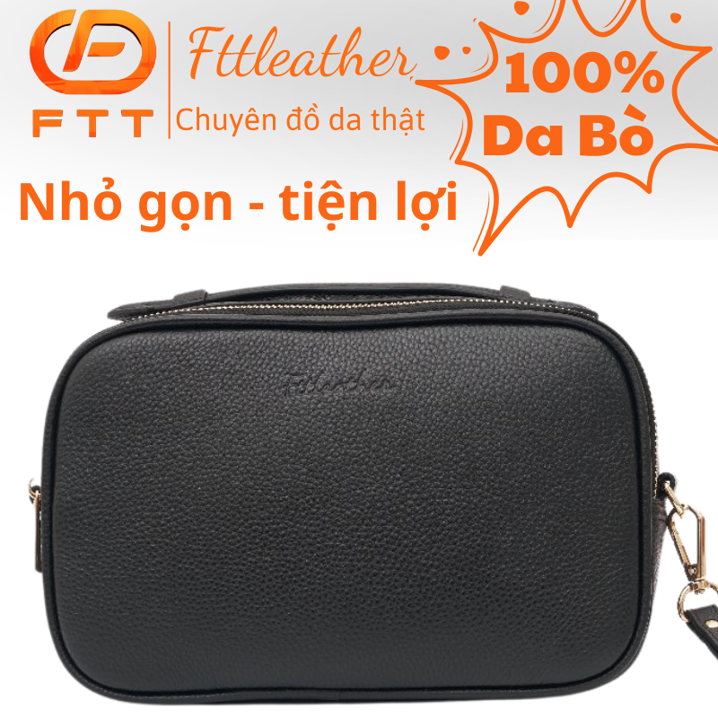 Túi Golf Cầm Tay Kết Hợp Đeo Chéo FTT Leather Da Bò Dáng Hộp 1 Ngăn Kéo Nhỏ Gọn Tiện Lợi