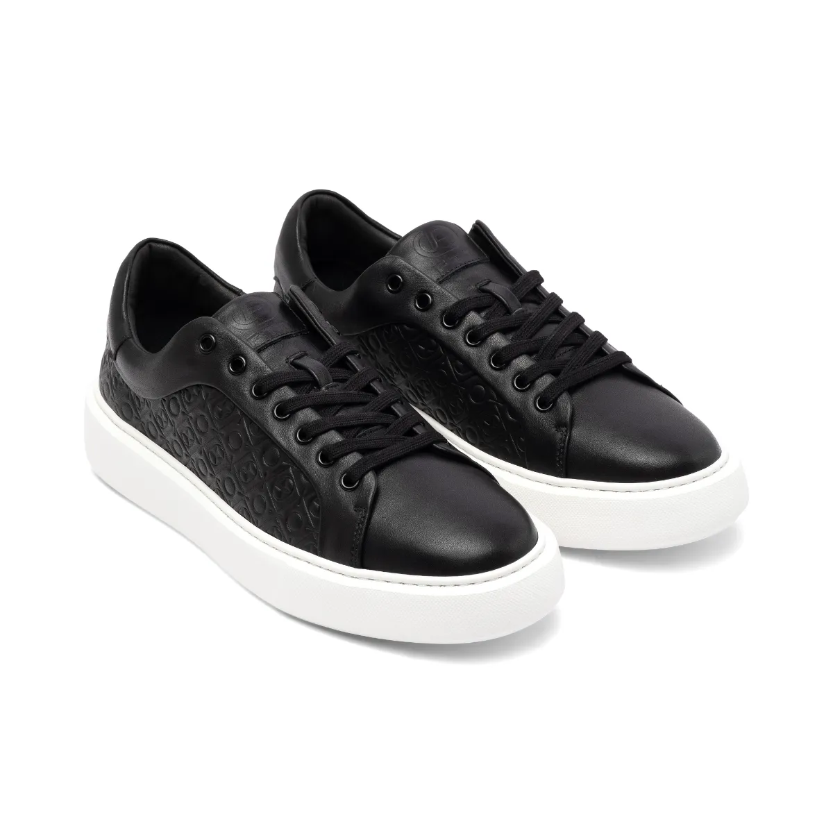 Giày da bê êm chân dáng thể thao nam FTT Leather đế sneaker cao cấp phối họa tiết màu đen GTF001BL