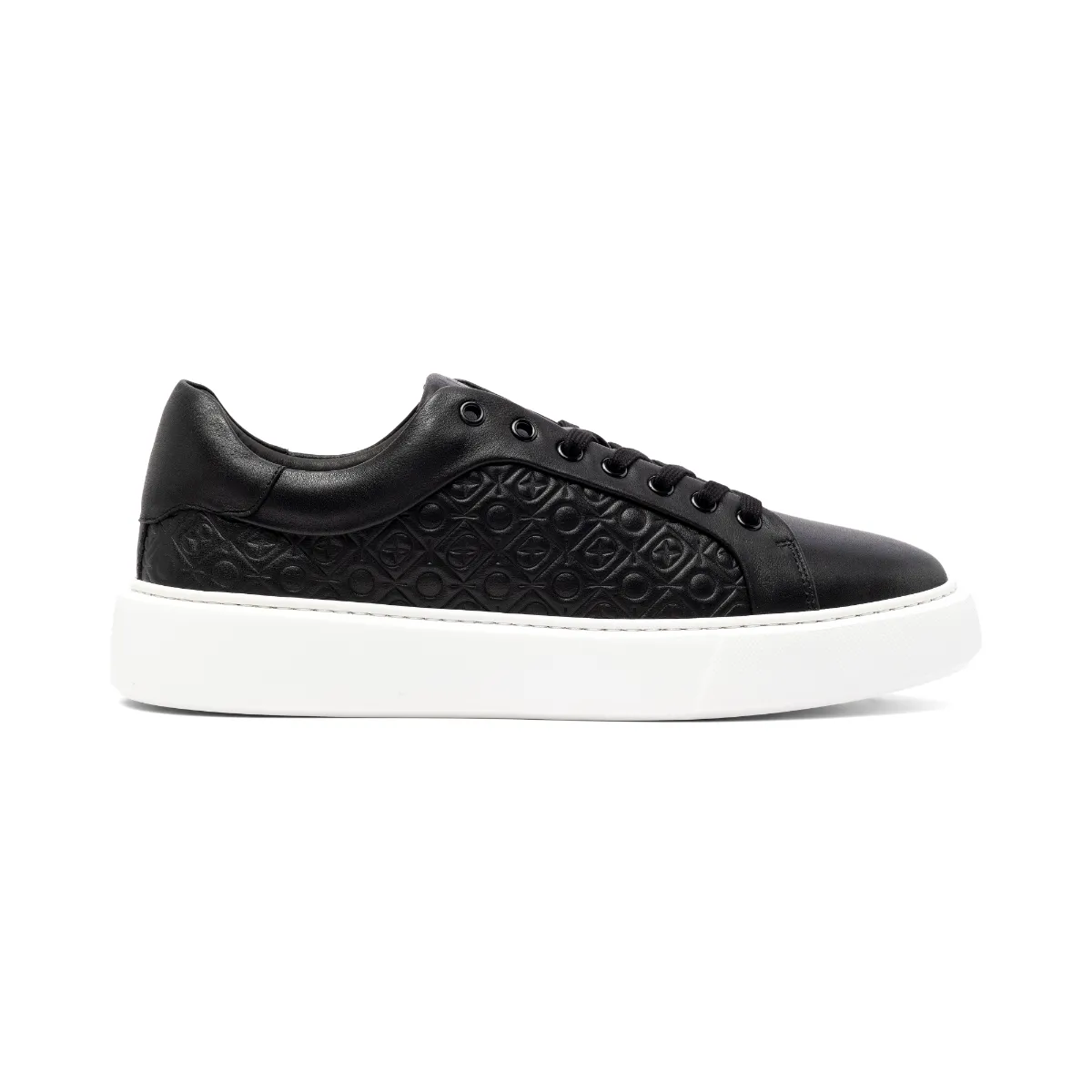 Giày da bê êm chân dáng thể thao nam FTT Leather đế sneaker cao cấp phối họa tiết màu đen GTF001BL