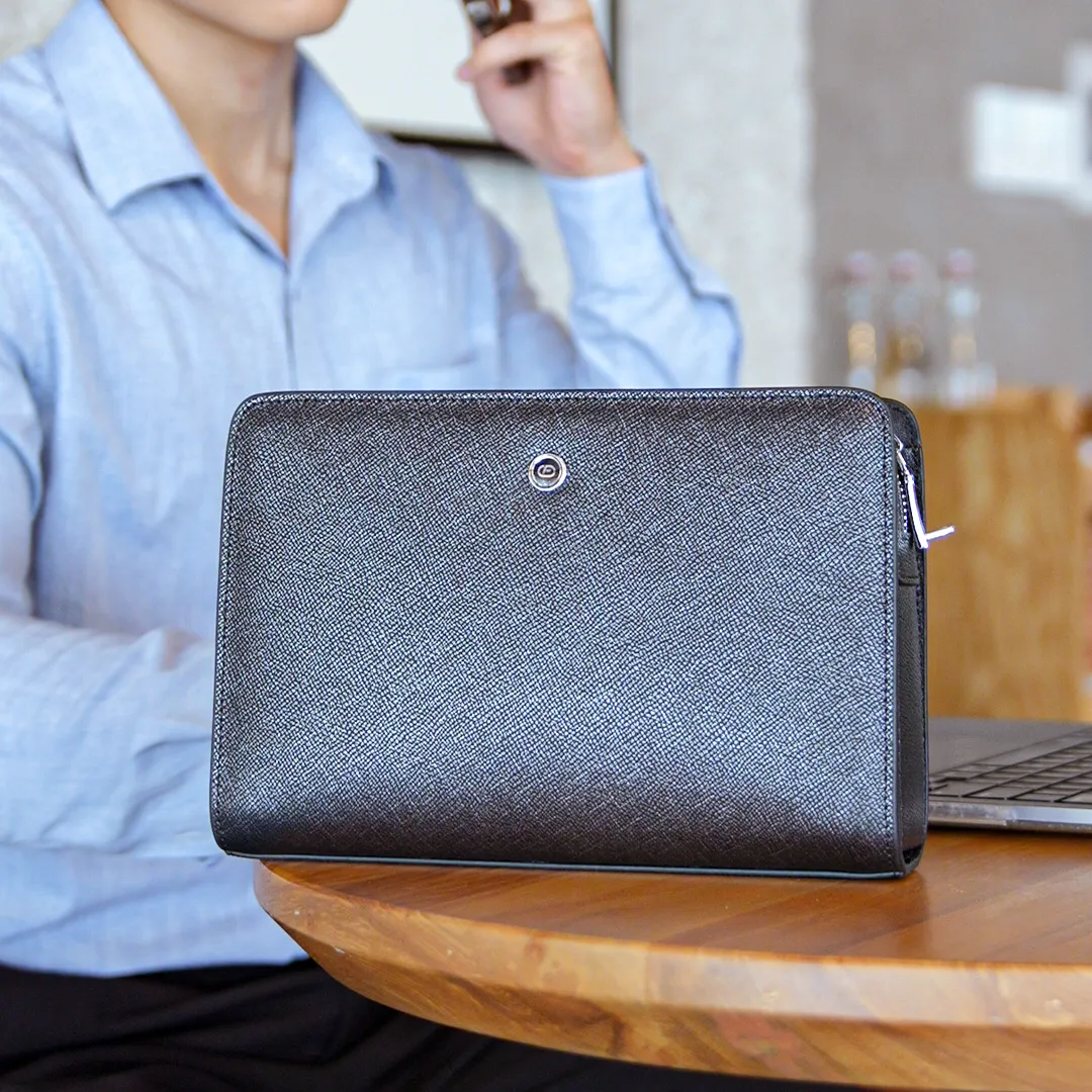 Clutch cầm tay da bò FTT Leather có khóa vân tay tiện lợi